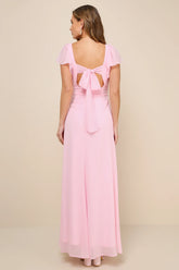 Simply Delightful Black Tie-Back Flutter Sleeve Maxi Dress