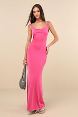 Inspiring Glamour Fuchsia Backless Column Maxi Dress