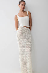 Courtney Crochet Knit Maxi Skirt - Ivory