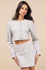 Preppy Pursuit Heather Grey Two-Piece Long Sleeve Mini Dress