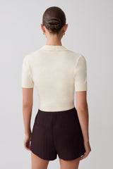 Philly Knit Button Up Top - Ivory