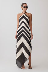 Hope Satin Halter Midi Dress - Black/White