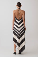 Hope Satin Halter Midi Dress - Black/White