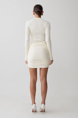 Agness Long Sleeve Button Up Knit Dress - Ivory