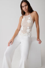 Miley Crochet Halter Top - Ivory