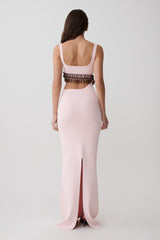 Ruvic Knit Maxi Beaded Dress - Baby Pink