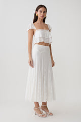 Skylar Lace Sleeveless Crop Top - White