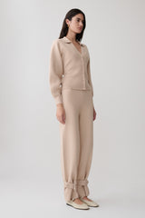 Blaine Knit Cuffed Wide Leg Pants - Oat Marle