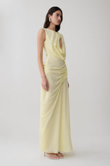 Oria Chiffon Maxi Dress - Pastel Lemon
