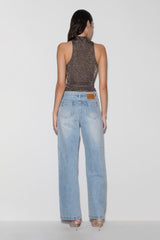 Nikki Lurex Top With Hardware - Gunmetal