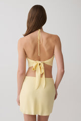 Juliana Cupro Halter Sleeveless Top - Butter