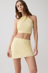 Juliana Cupro Halter Sleeveless Top - Butter