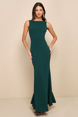 Exquisite Refinement Red Backless Bow Ruffled Maxi Dress