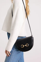Cassia Black Horsebit Crossbody Bag
