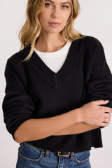 Mikuna Black V-Neck Cropped Sweater