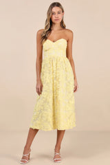 Quite Perfect White Floral Embroidered Strapless Midi Dress