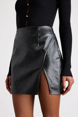 Walking the Walk Black Vegan Leather Mini Skirt