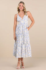 Brightly Blossoming Pink Multi Floral Tiered Midi Dress