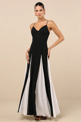 Elisha Black and White Sleeveless Maxi Dress