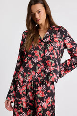 Galette Cream Multi Floral Satin Two-Piece Pajama Set