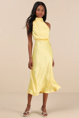 Distinctive Brown Satin Asymmetrical Midi Dress