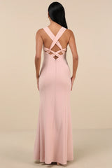 Taline Blush Pink Strappy Mermaid Maxi Dress