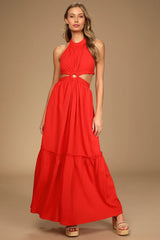 Island Vacay Cream Tie-Back Maxi Dress