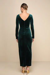 Dreaming About You Black Velvet Long Sleeve Maxi Dress