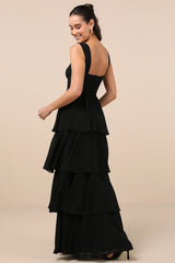 Carlynda Black Tiered Bustier Maxi Dress