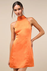 Infinite Admiration White Satin Halter Mini Dress