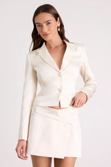 Harris Ivory Satin Low-Rise Mini Skirt