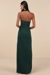 Unforgettable Rust Red Asymmetrical Halter Maxi Dress