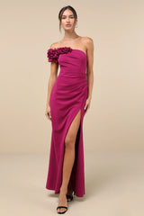 Beyond Elegant Black 3D Floral One-Shoulder Maxi Dress