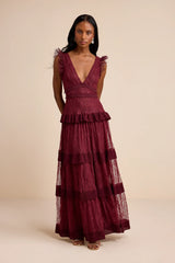 Marvelous Darling Black Lace Ruffled Tiered Maxi Dress