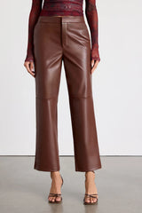 Open Minded Brown Vegan Leather Pants