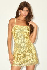 Divine Energy Emerald Sequin Lace-Up A-line Mini Dress