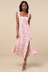 Summer Invite White and Blue Toile Tie-Strap Tiered Midi Dress