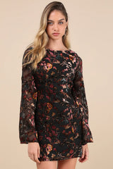 Charismatic Influence Black Burnout Velvet Cowl Back Mini Dress