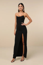 Sensational Beauty Dark Magenta Strapless Maxi Dress