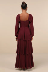 Tier to Enchant Black Long Sleeve Tiered Maxi Dress