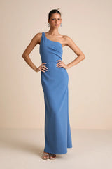 Maevyn Blue Cowl Back Column Maxi Dress