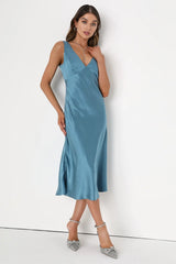 Incredible Love Light Orange Satin Cowl Back Midi Slip Dress