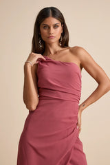 Adeline Lavender One-Shoulder Scarf Maxi Dress