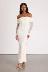 Eulalie Cream Lace Off-the-Shoulder Maxi Dress