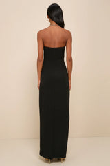 Extravagant Persona Black Strapless Cutout Column Maxi Dress