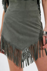 Understated Leather Fringe Mini Dress