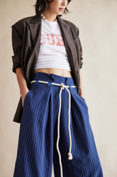 Dimes Tie Pinstripe Wide-Leg Trousers