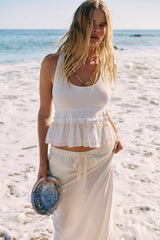 Sandshell Linen Blossom Maxi Skirt