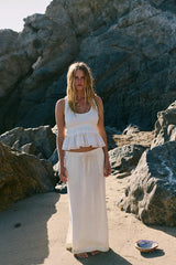 Sandshell Linen Blossom Maxi Skirt