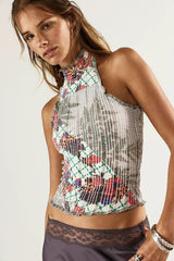 Luna Del Pinal Stretch Weave Halter Top